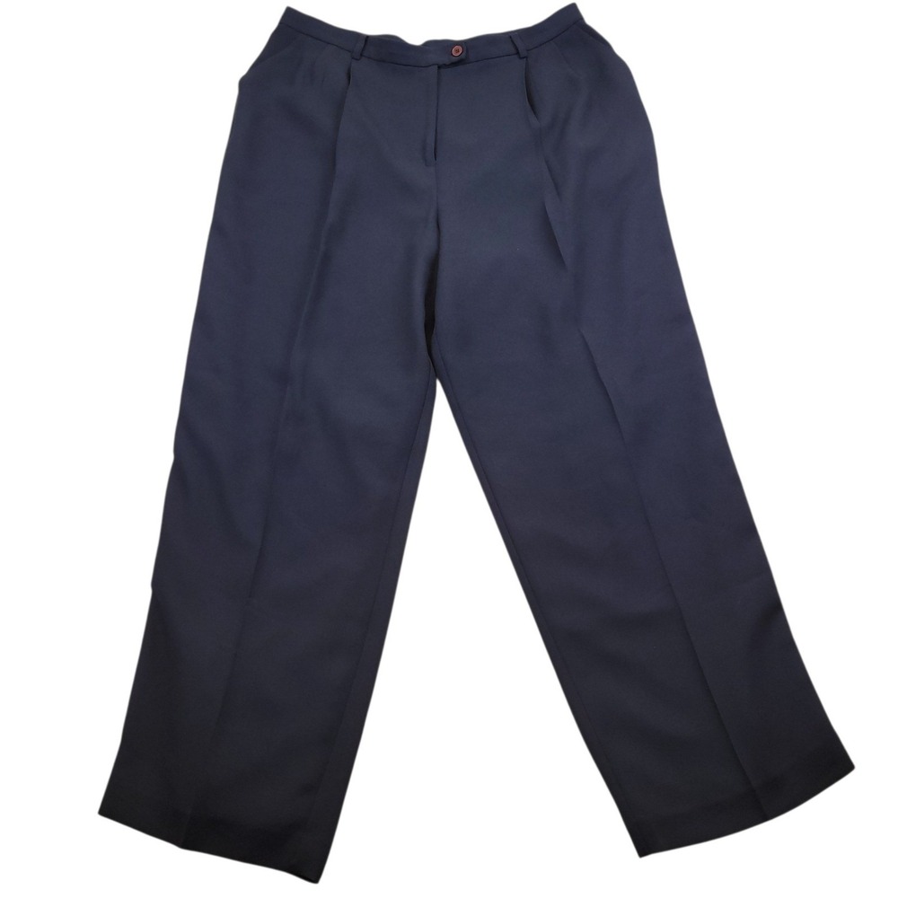 Evan Picone Womens Navy Blue Pleated Dress Pants‎ Size 18 Lined Career Office